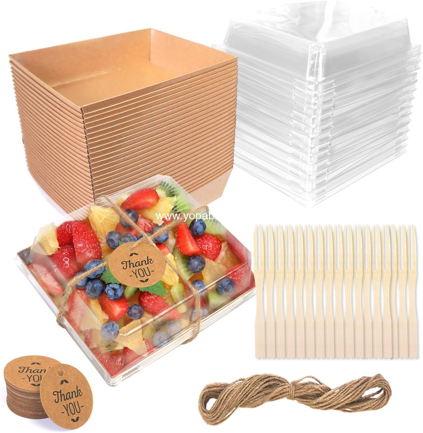 Wholesale 50-Pack 5.8x4.9 Charcuterie Boxes with Clear Lids - Kraft Paper Disposable Food Containers for Cookies, Donuts, Muffins, Sandwiches, and Salads - OEM Factory
