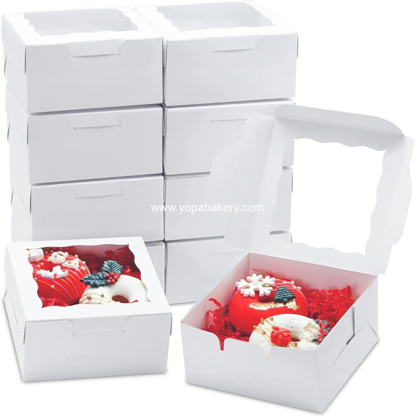 Wholesale 50 Pack 5x5x2.5 Inch Bakery Boxes with Window for Cookies, Chocolate Strawberries, Macarons, Cupcakes, Pastries, and Muffins - Factory