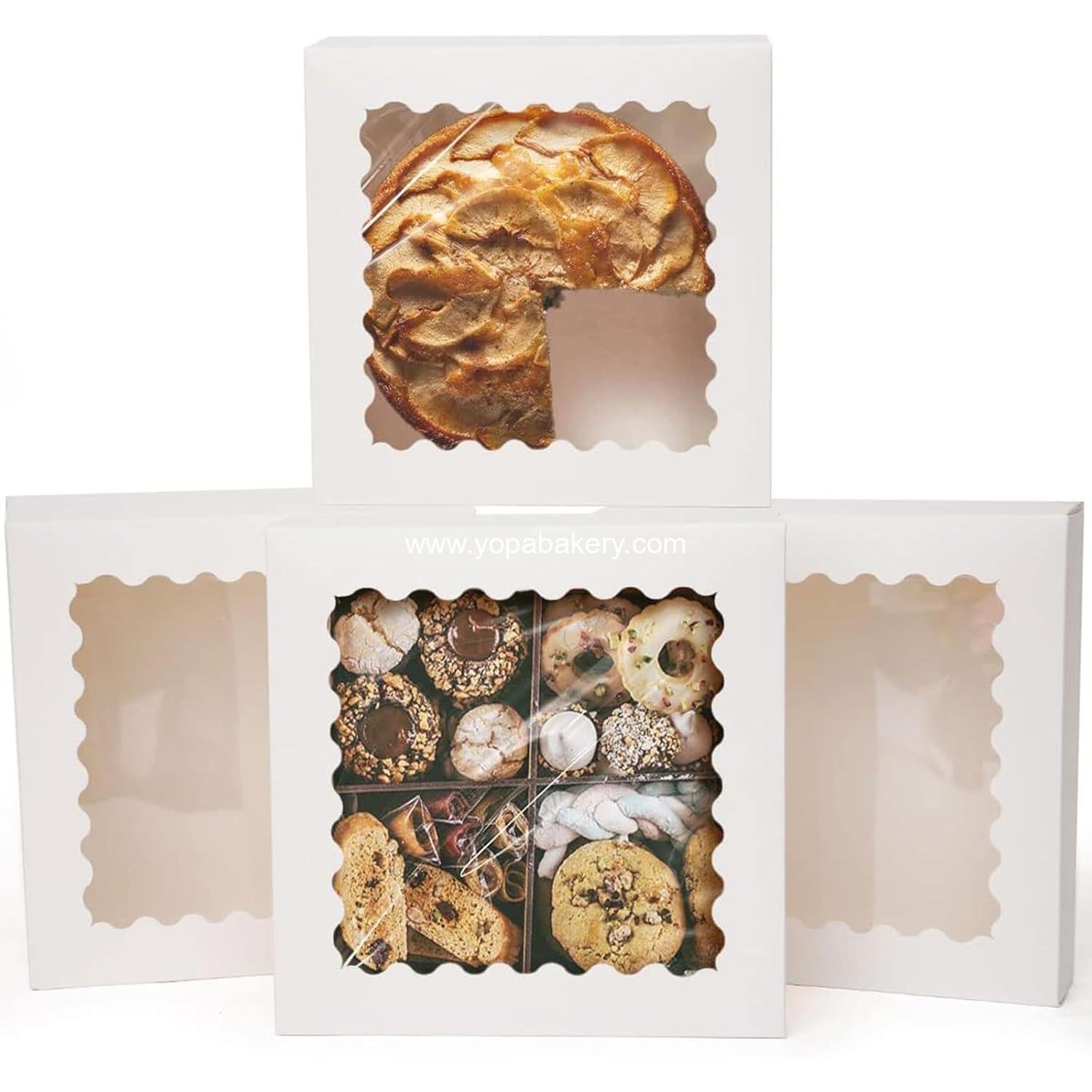 Wholesale 50 Packs Bakery Box with Window 8x8x2.5 inch White Pie Boxes Pastry Box Factory