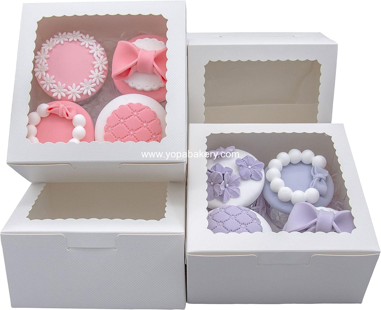 Wholesale 50pcs 6x6x3 Inch White Cupcake Boxes with Window - Perfect for Cookies, Macarons, Pastries, Donuts, Muffins, and Chocolate-Covered Strawberries Factory