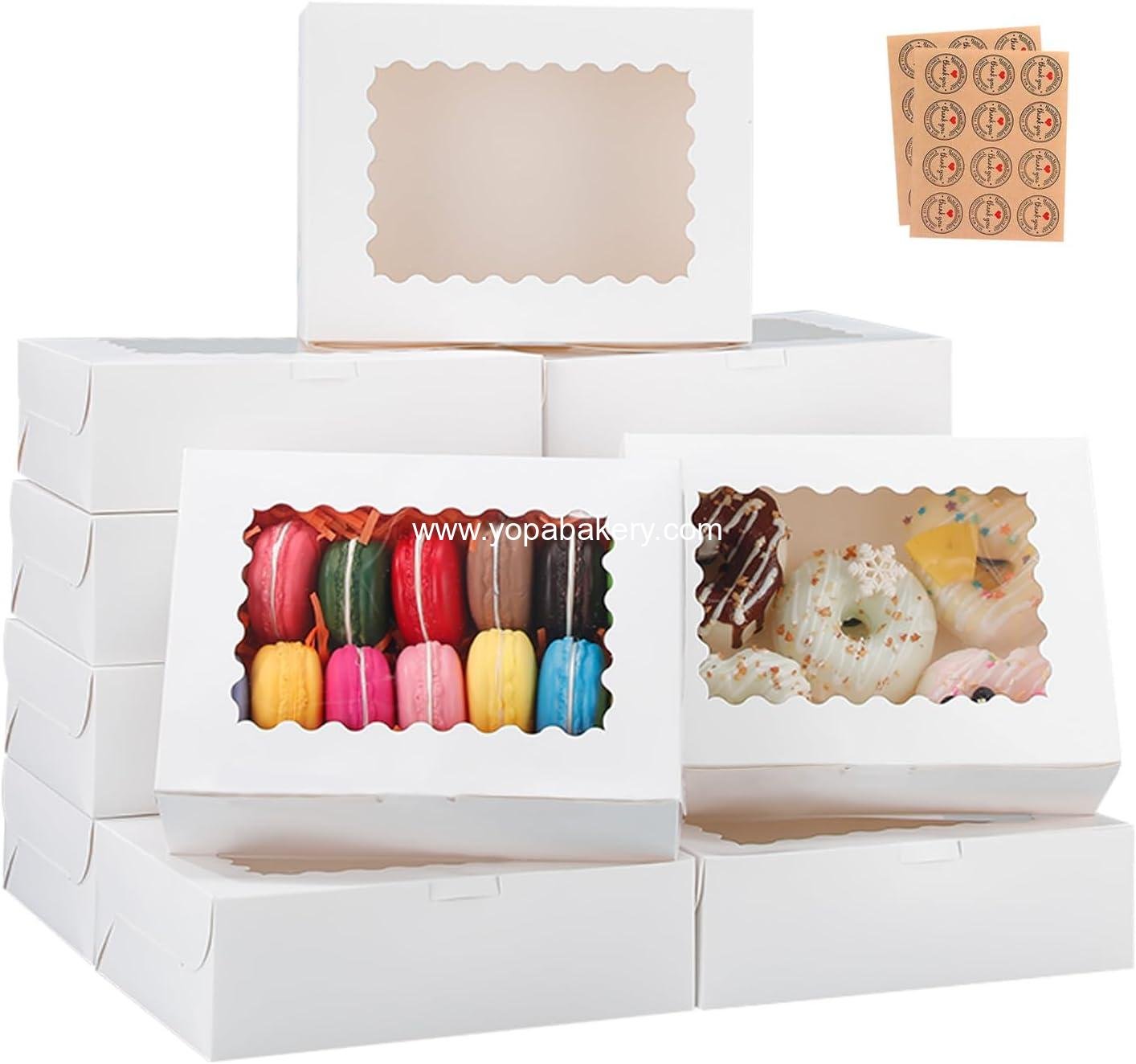 Wholesale 50pcs Cookie Boxes with Window 8x6x2.5 Inch White Bakery Pastry Treat Boxes for Chocolate Covered Strawberries and Muffins Factory