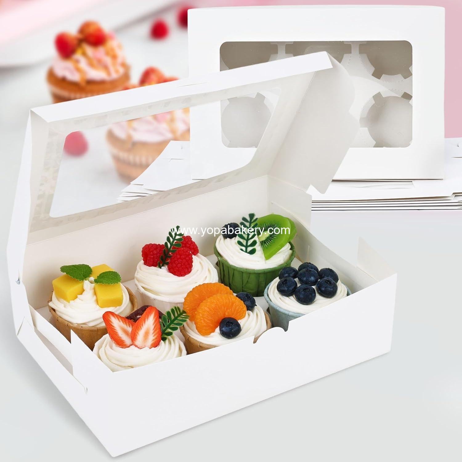 Wholesale 6 Count White Cupcake Boxes, 6 Sets Cupcake Carrier with Window, Holds 36 Pastries for Birthday and Holiday Parties, Bakery Supplies, Manufacturer