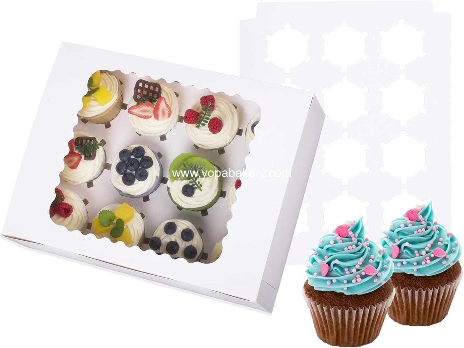 Wholesale 6-Pack Cupcake Boxes Hold 12 Standard Cupcakes - Food Grade Bakery Carrier with Windows and Inserts for Cupcakes, Muffins, and Pastries - Factory