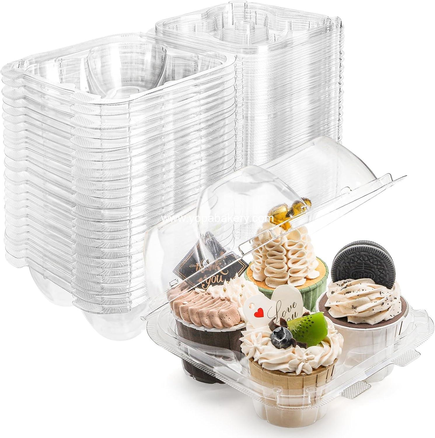 Wholesale 60 Count Plastic Cupcake Containers - 4-Compartment Disposable Holder with Lids for Cupcakes & Muffins - Hinged Lock Clamshell Box with Deep Cups for Storage - Factory