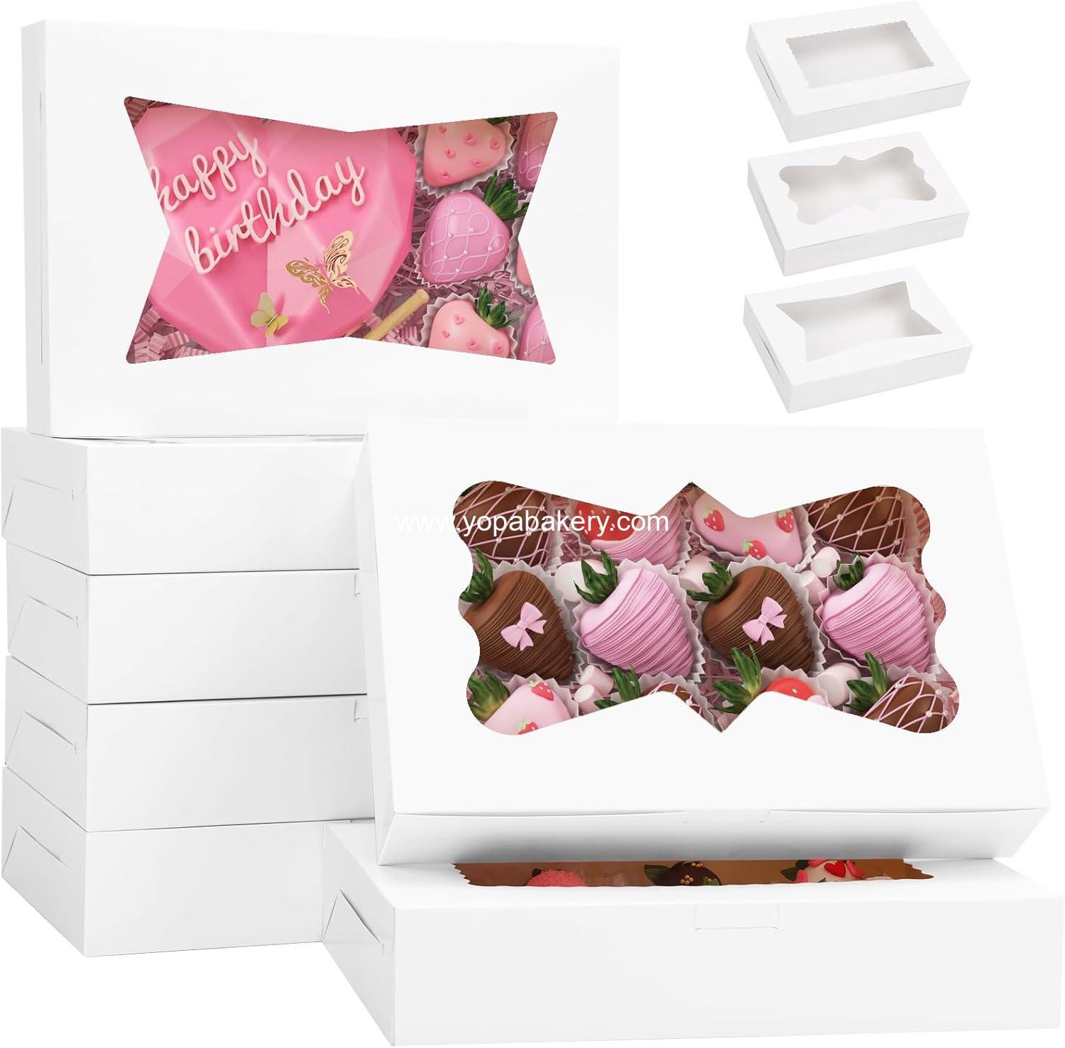 Wholesale 7pcs Cookie Boxes, 12x8x2.5 Inches White Bakery Boxes with 3 Window Styles for Treats, Pastries, and Cake Pops - Manufacturer