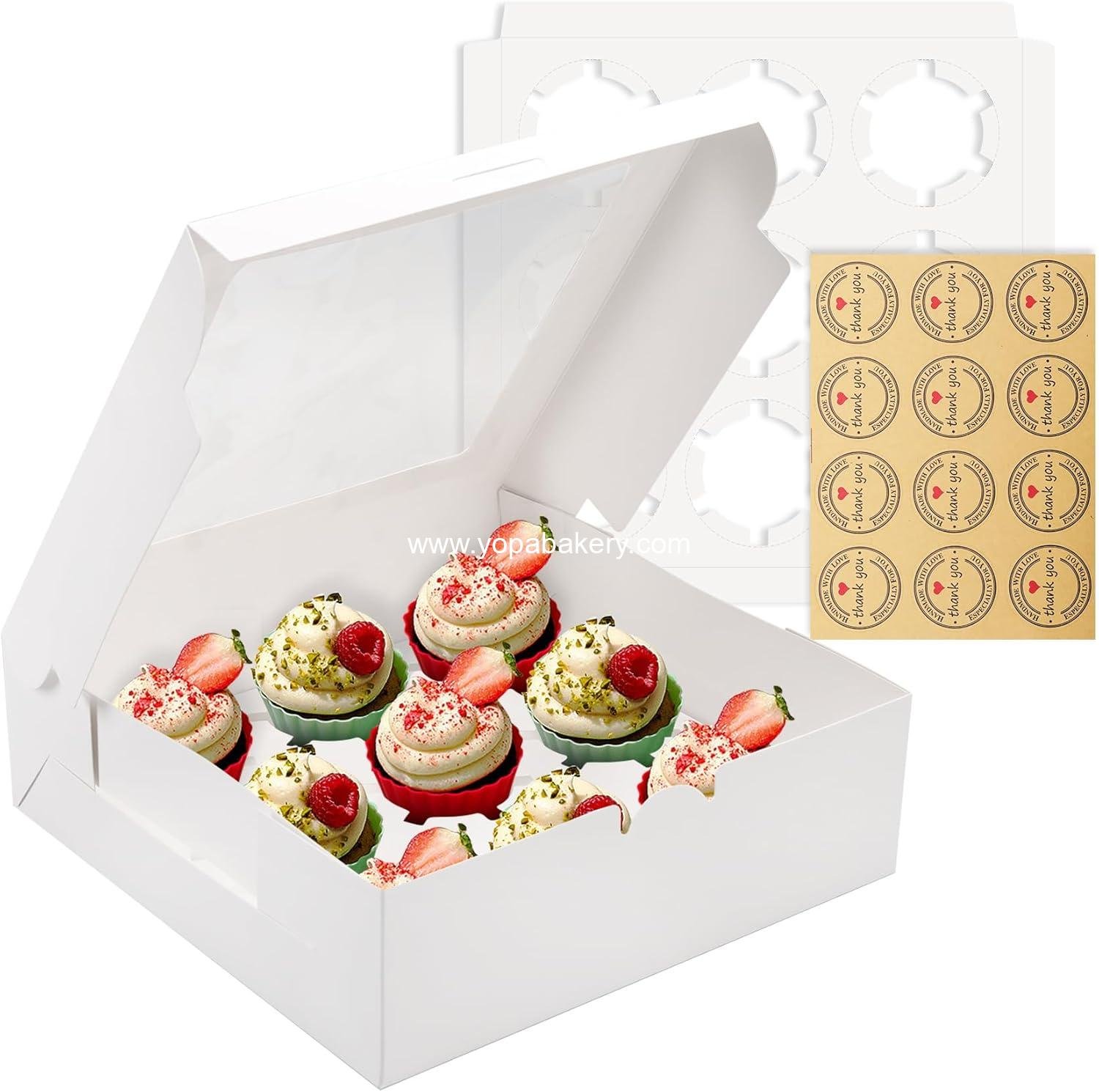 Wholesale 9-Count White Cupcake Boxes 9x9x3 Inch with Clear Window & Insert for Cookies Muffins manufacturer
