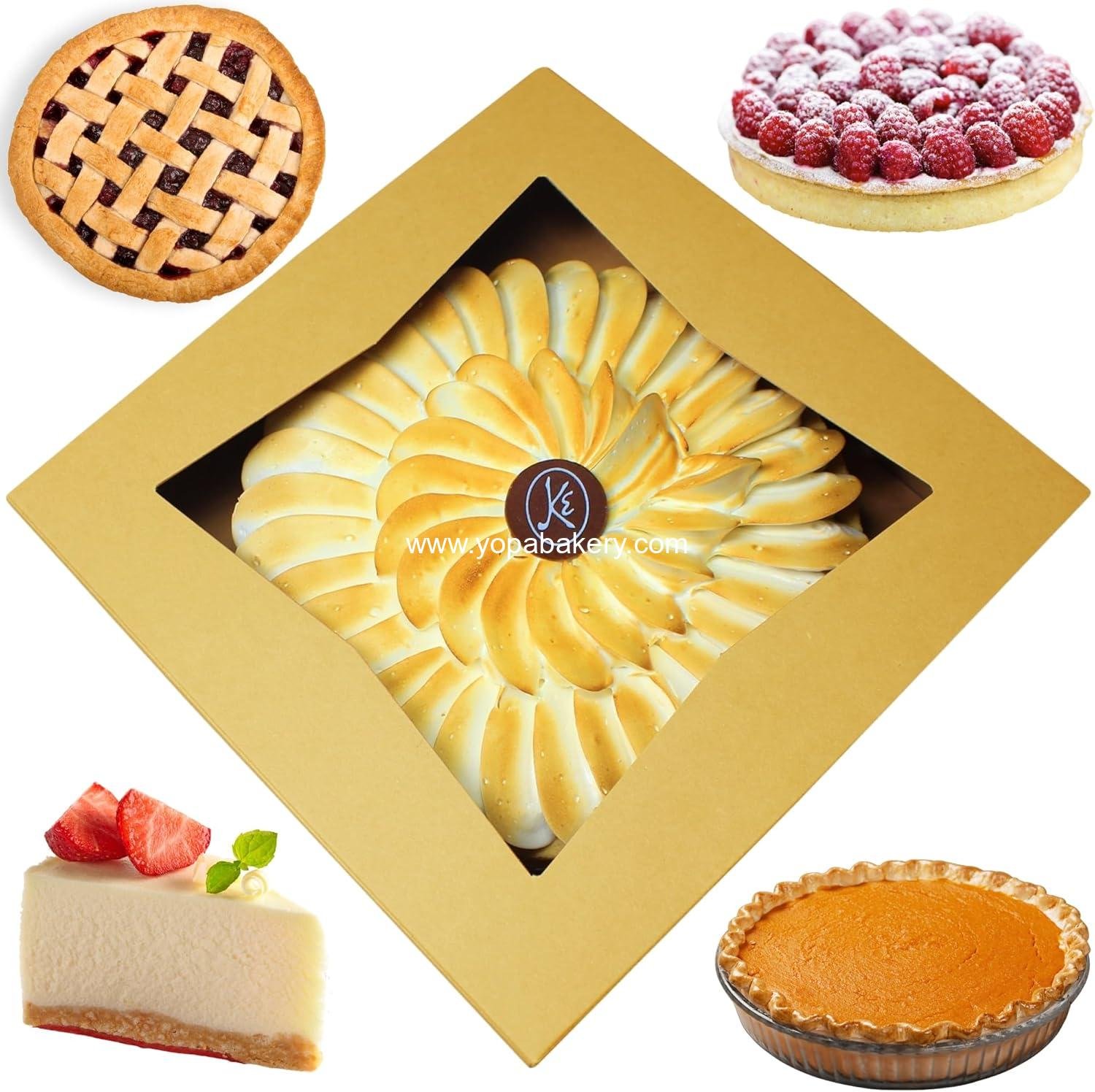 Wholesale 9 Inch Pie Boxes | Brown, 12 Pack | 9x9x2.5 Bakery Box with Window, Cookie Box, Pastry Boxes in Bulk, Cake Boxes, Auto Pop - Factory