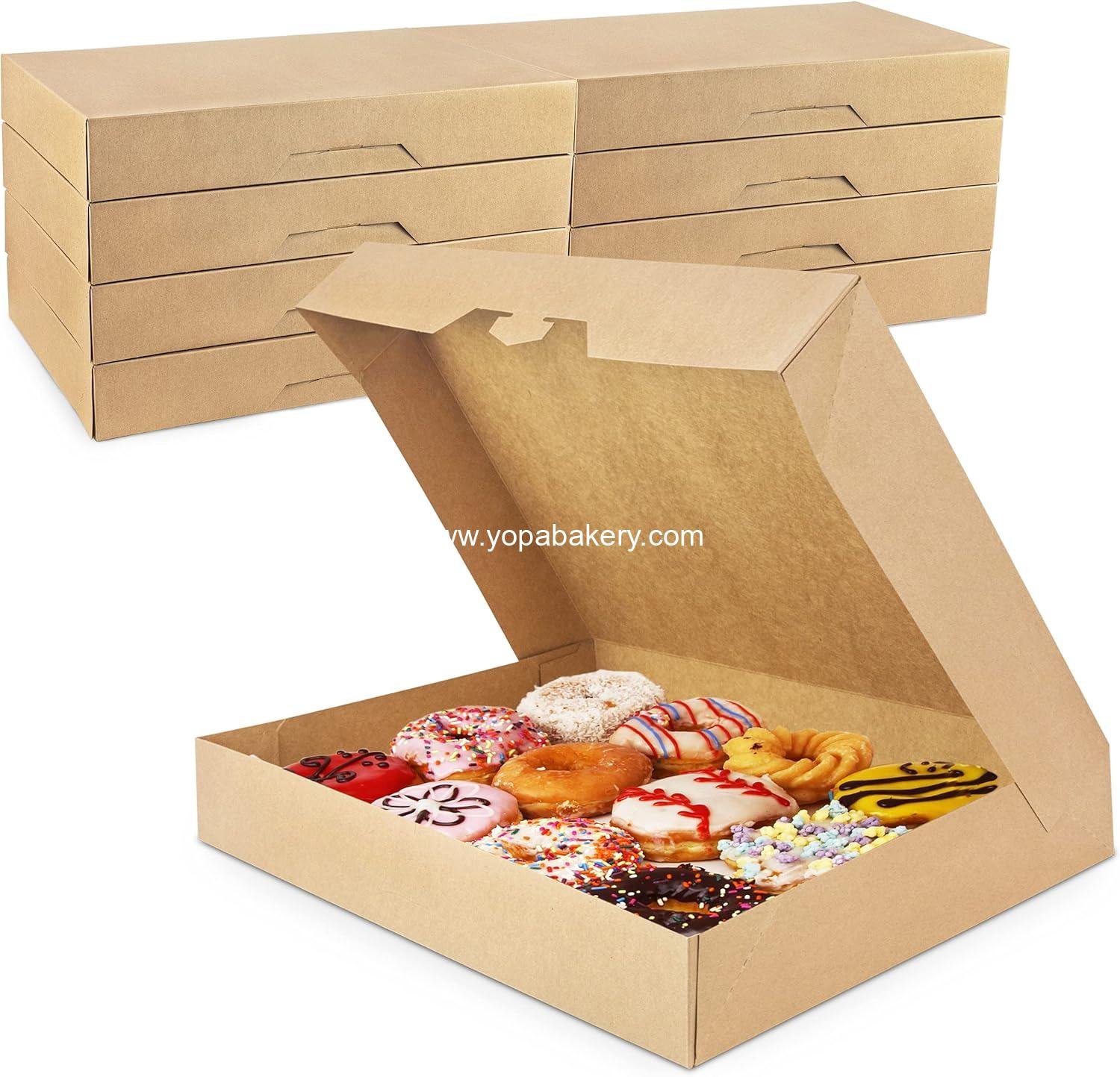 Wholesale Auto-Popup 18 Pack Donut Box 15x11.5x2.25 - Large Kraft Brown Boxes for Baked Goods, Cookies, Breads, Cupcakes, and Pizza - Durable Pastry Box for Home and Bakery Factory