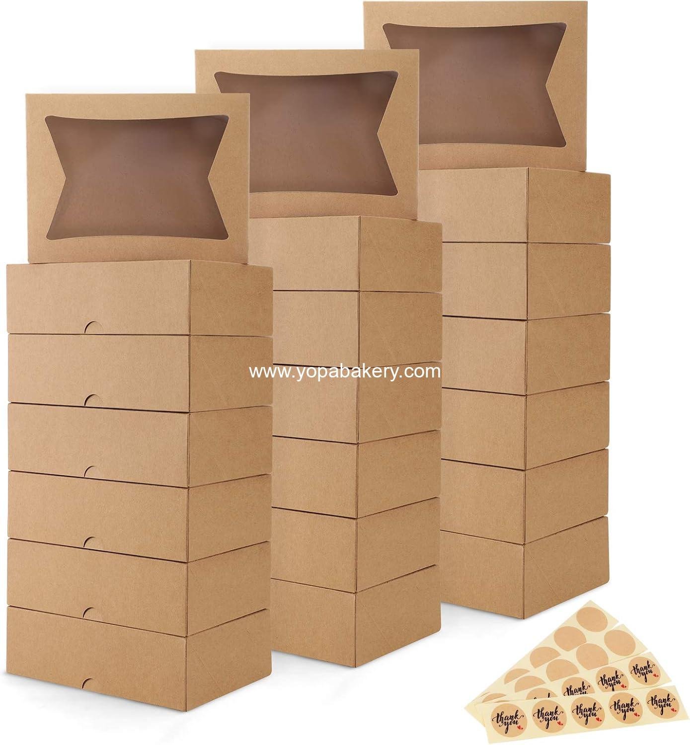 Wholesale Auto-Popup Cookie Boxes with Window 8x6x2.5 Inches, 25 pcs for Bakery, Donuts, Candy, Pastry, Cupcakes, Biscuits, Chocolate Strawberries Factory