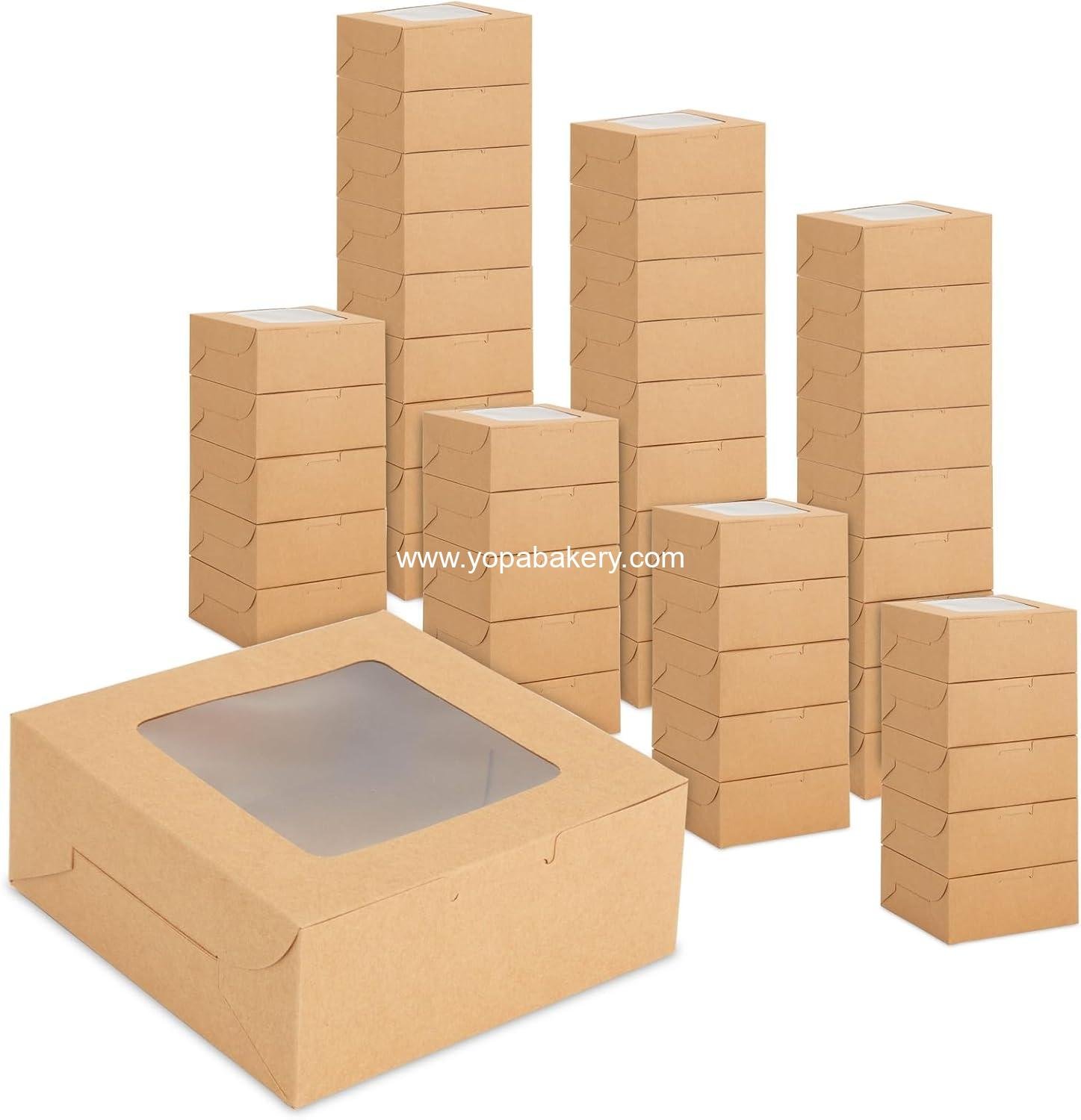 Wholesale Cookie Boxes with Window - 50-Pack, 6x6x2.5 in, Brown Paperboard - Bakery Boxes for Cookies, Cupcakes & Muffins Factory