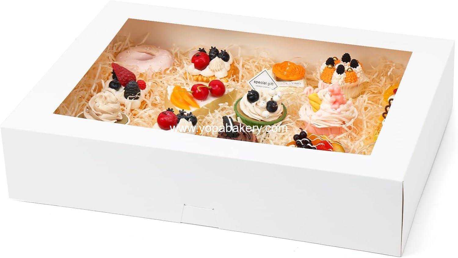Wholesale Half Sheet Cake Boxes 19x14x4in White Bakery Packaging with Window for Pastry Donuts Cupcakes Pies supplier