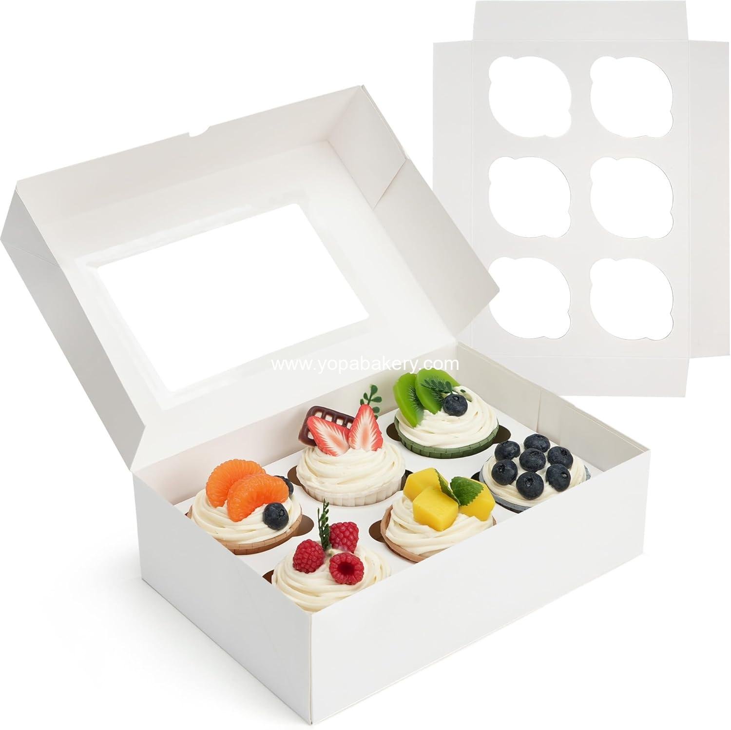 Wholesale Pre-Folded Cupcake Carrier 12 Pack, Holds 72 Standard Cupcakes, Food Grade Disposable Pastry Boxes with Window, OEM Factory
