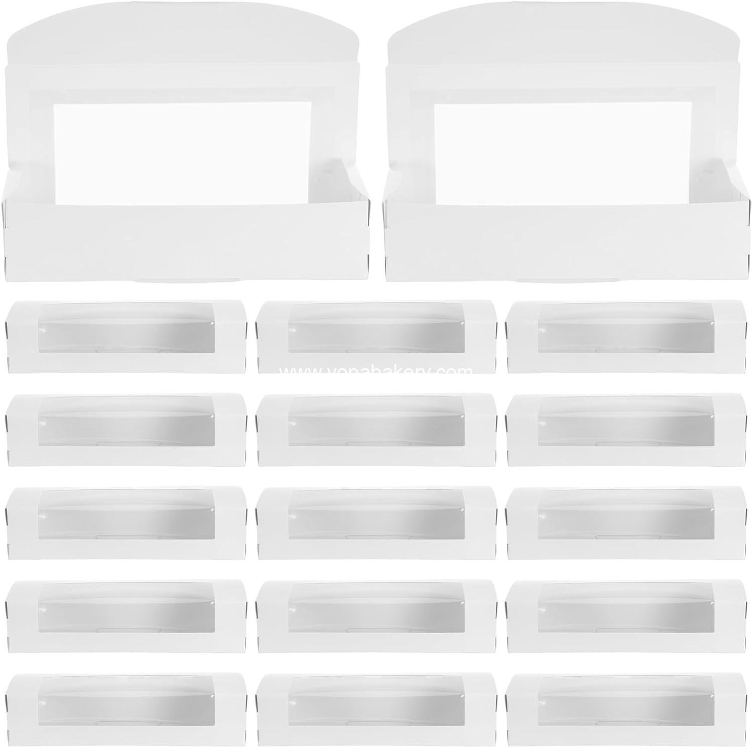 Wholesale Rectangular Window Bakery Boxes 20pcs for Cake, Pastry, Cookies, Chocolate, Muffins, 8.65x2.75x1.97, OEM Factory
