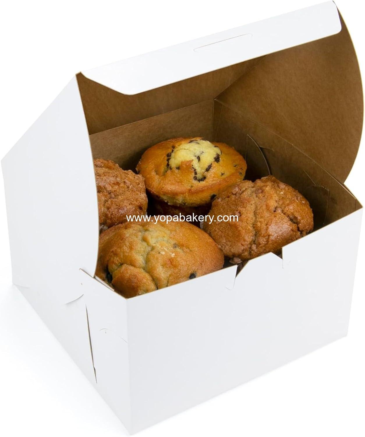 Wholesale Reversible 6” Classic Bakery Boxes for Pastries & Cookies, Secure with Side Panel Clips & Front Tuck Lock, 6 x 6 x 3 Inches (Pack of 50) - Factory