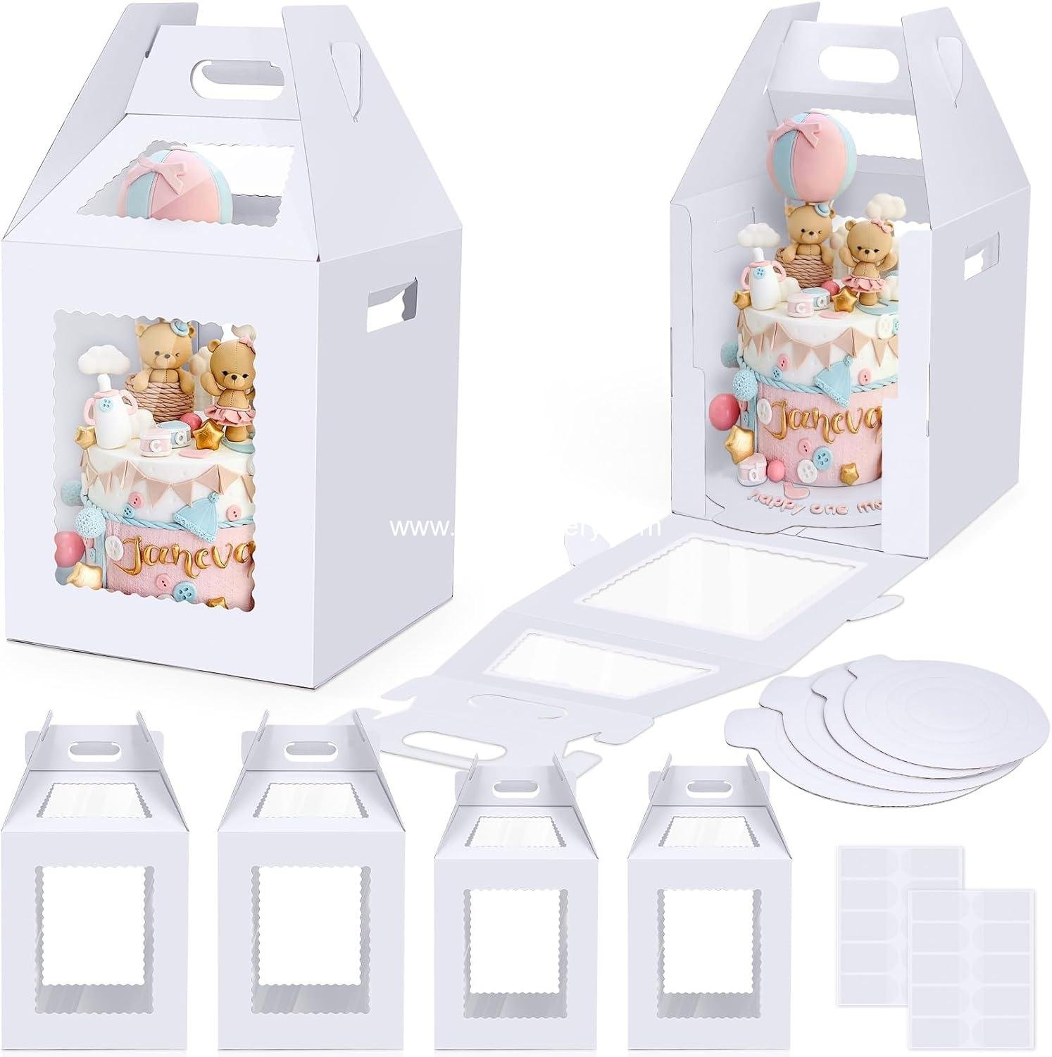 Wholesale Tall Cake Boxes for Tier Cakes with Cake Boards - 4 Pack 10 & 12 Inch Disposable Large Tiered Cake Carrier with Window for Wedding Birthday Bakery Safe Transport - Factory Wholesale Tall Cake Boxes for Tier Cakes with Cake Boards - 4 Pack 10 & 12 Inch Disposable Large Tiered Cake Carrier with Window for Wedding Birthday Bakery Safe Transport - Factory
