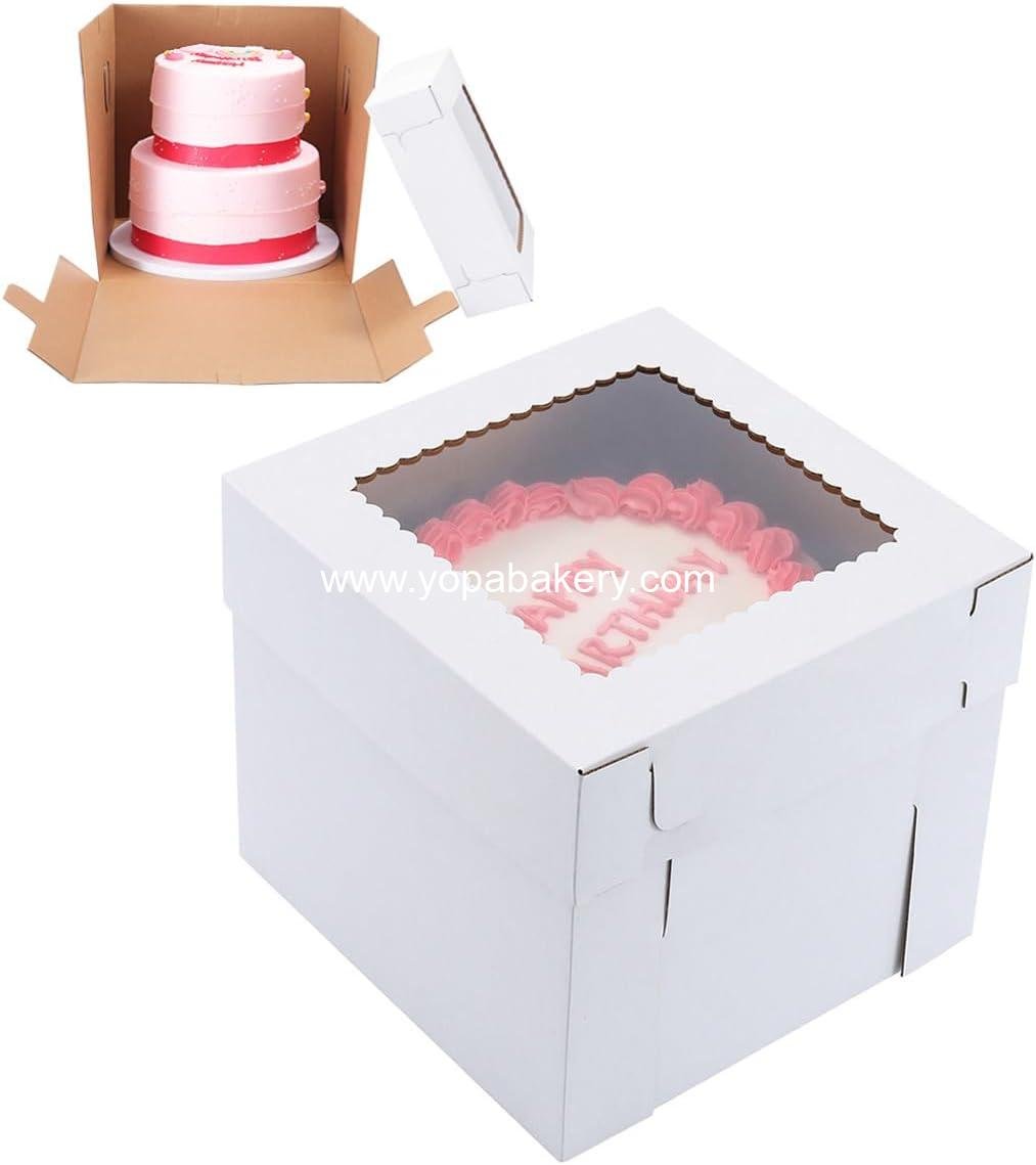 Wholesale Tall Cake Boxes for Tiered Cakes 10x10x10 Inch [10 Pack] Sturdy Bakery Box with Window, White Disposable Cake Carrier, Birthday Cake Containers Factory