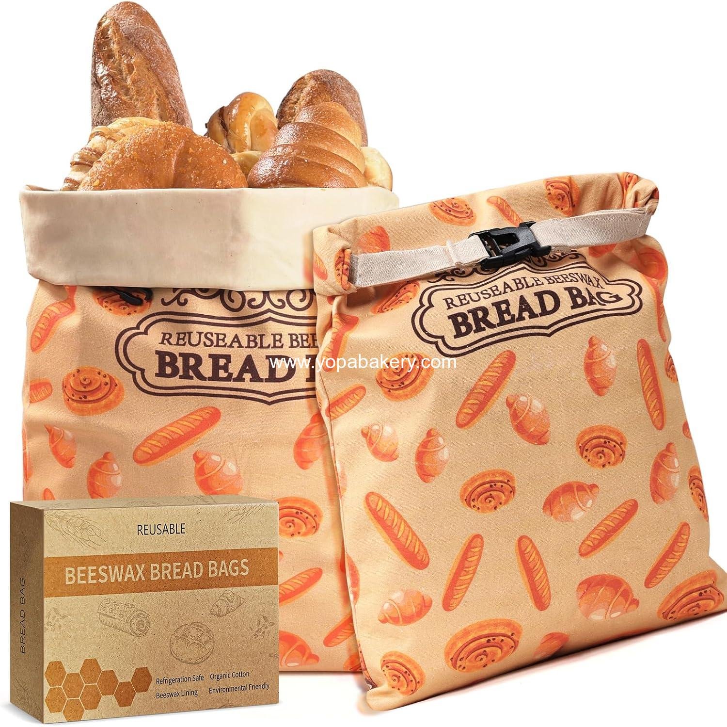 Wholesale XL Beeswax Bread Bags - 2 Pack Natural Cotton Sourdough Reusable Storage Bags, Keep Bread Fresh and Portable, Factory