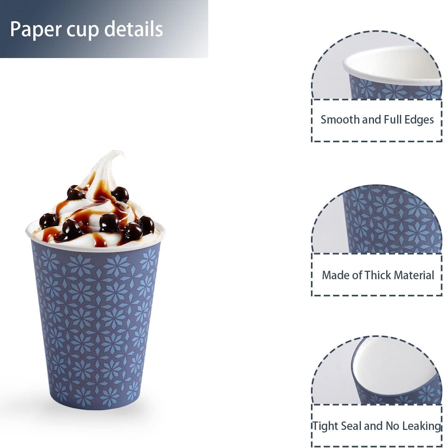 Wholesale 240 Pack 12 oz Navy Floral Disposable Paper Cups Hot Cold Beverage Coffee Drinking Bulk Factory