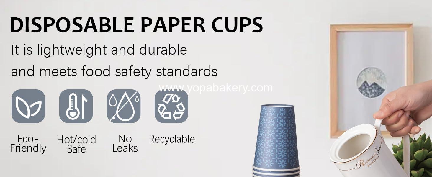 Wholesale 240 Pack 12 oz Navy Floral Disposable Paper Cups Hot Cold Beverage Coffee Drinking Bulk Factory
