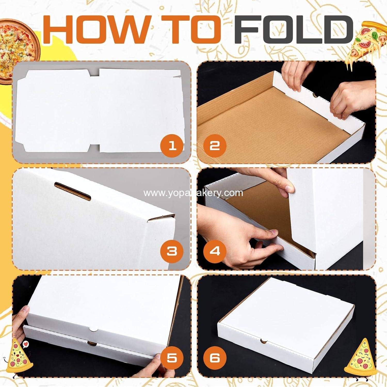 Wholesale 10 Pack 14x14 Inch B-Flute Corrugated White Pizza Boxes Grease Resistant Kraft Takeout Containers for Cakes Cookies Food Crafts Factory