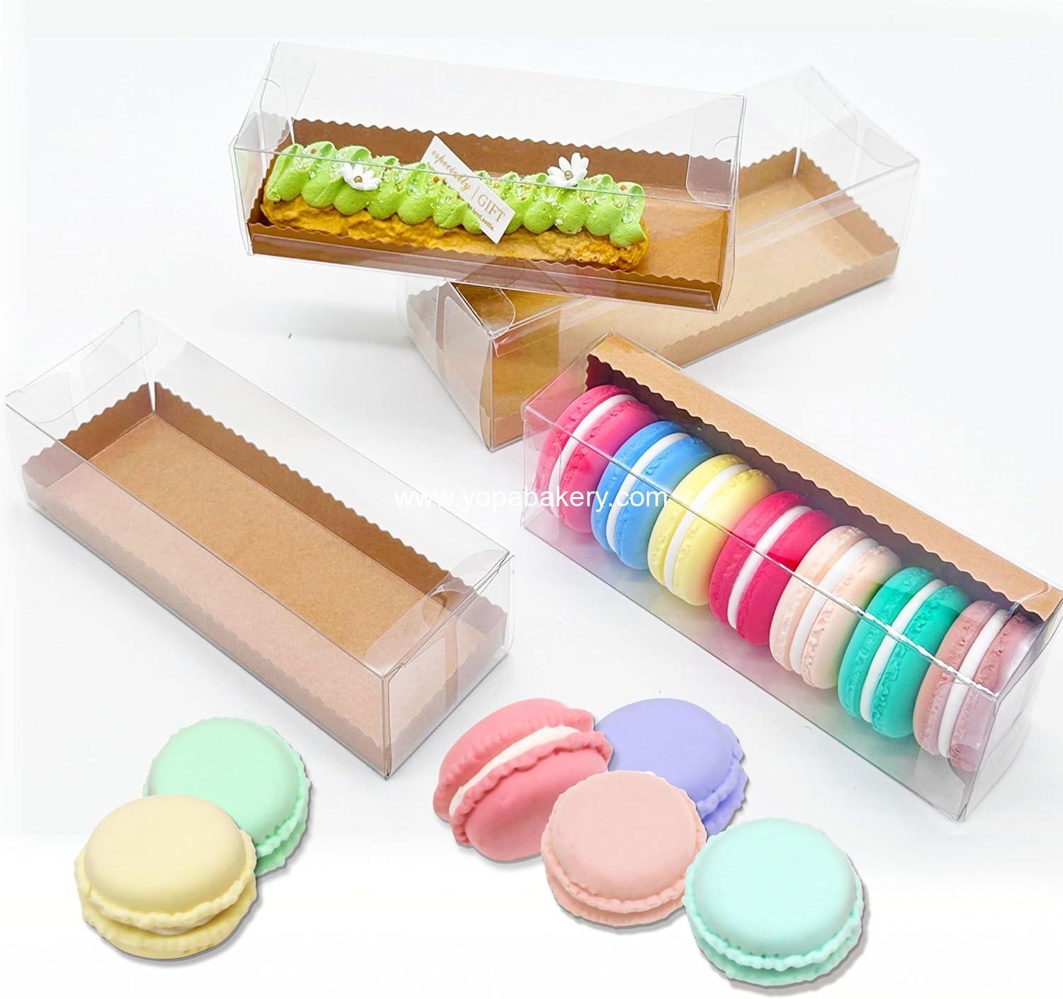 OTOPETE 25PCS Clear PET Plastic Gift Favor Boxes, Chocolate Macaron Gift Boxes with Inserts, for Baking, Wedding Gift Boxes. Candy Cookies, Christmas, Wedding (transparent, 6.3" x 2.2" x1.8" 25Pcs)