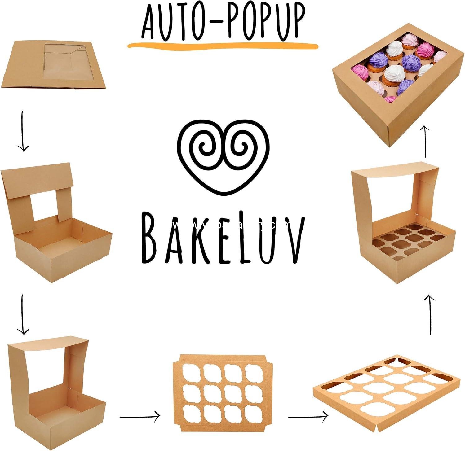 Wholesale 12 Cupcake Boxes 13x9.5x4 Inch Brown Containers 12 Pack Bulk Carrier 14x10x4 Window Bakery Option ¼ Sheet 13x9 supplier