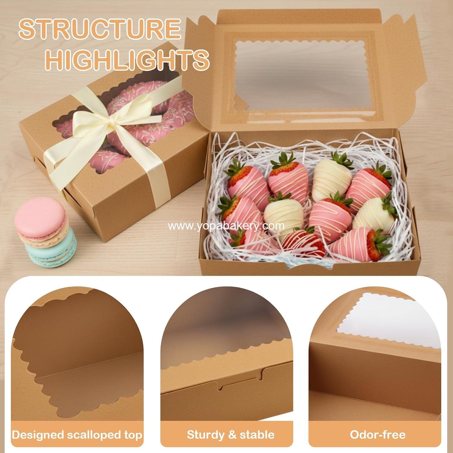 Wholesale 30 Pack 8x6x2.5 Inch Window Cookie Boxes Brown Bakery Treats for Christmas Gifts Desserts Donuts Pastries Factory