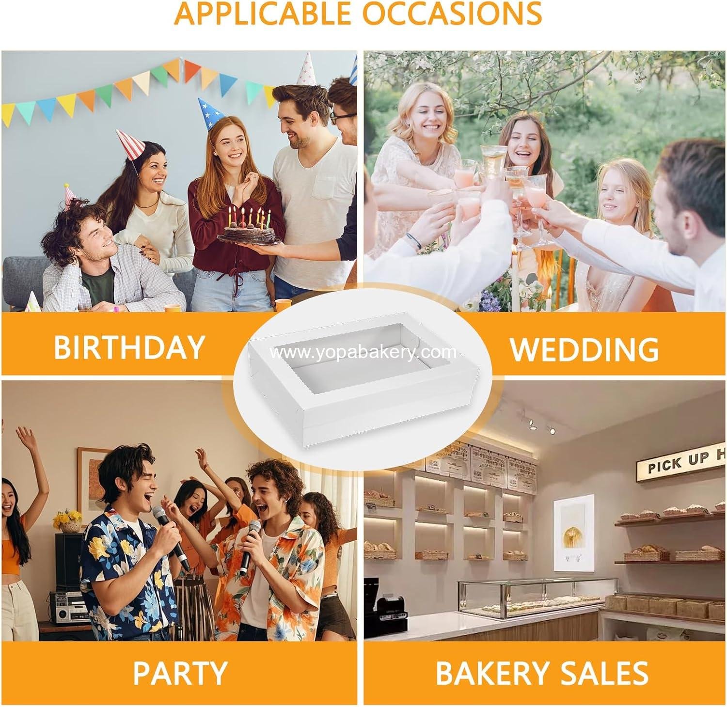 Wholesale 18pcs 14x10x4 Inch White Bakery Boxes with Cake Boards Large Window for Quarter Sheet Cakes Donuts Cupcakes Pastries Pies Factory