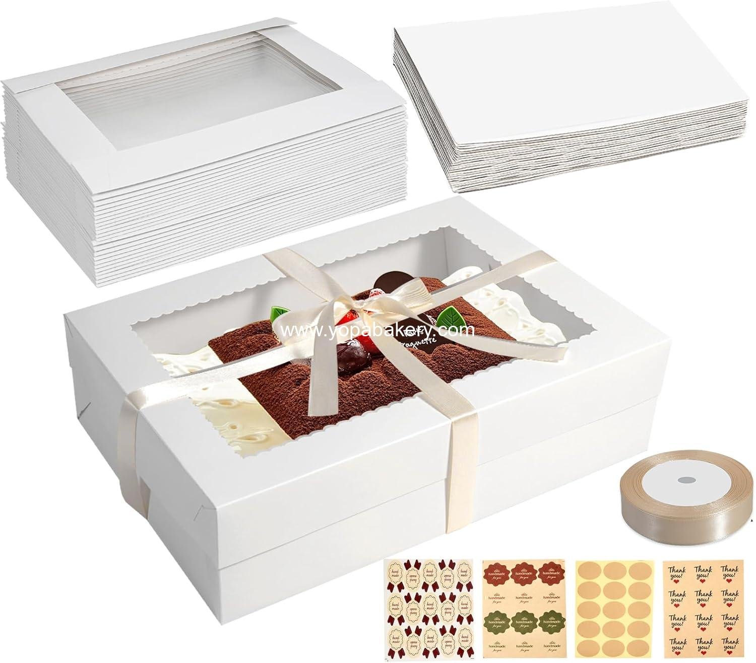 Wholesale 18pcs 14x10x4 Inch White Bakery Boxes with Cake Boards Large Window for Quarter Sheet Cakes Donuts Cupcakes Pastries Pies Factory