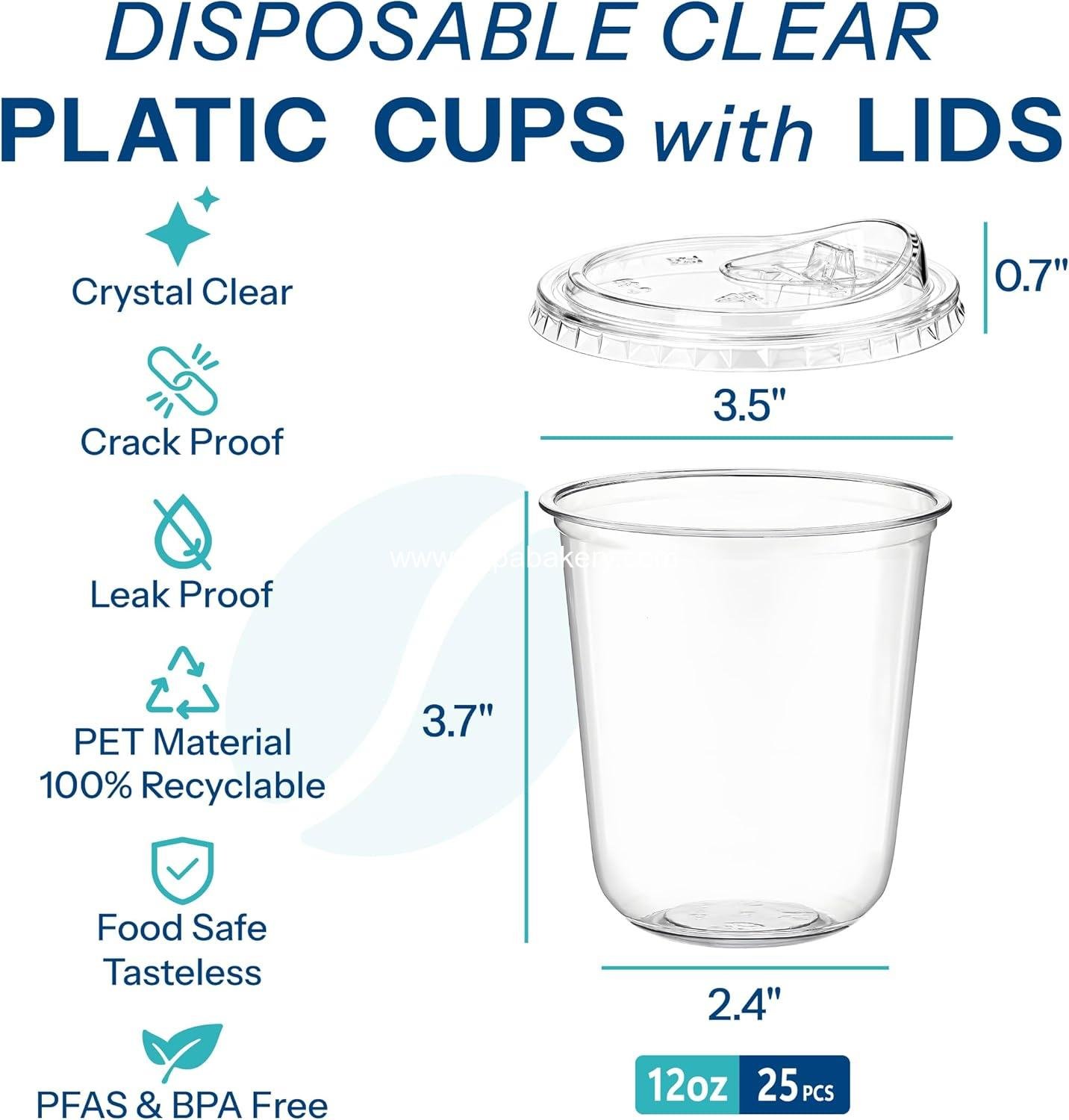Wholesale 25-Pack 12oz BPA-Free Clear Plastic Cups with Strawless Sip Lids - Leakproof Disposable To-Go for Iced Coffee Smoothies Juice Kids Daily Use Gatherings Manufacturer