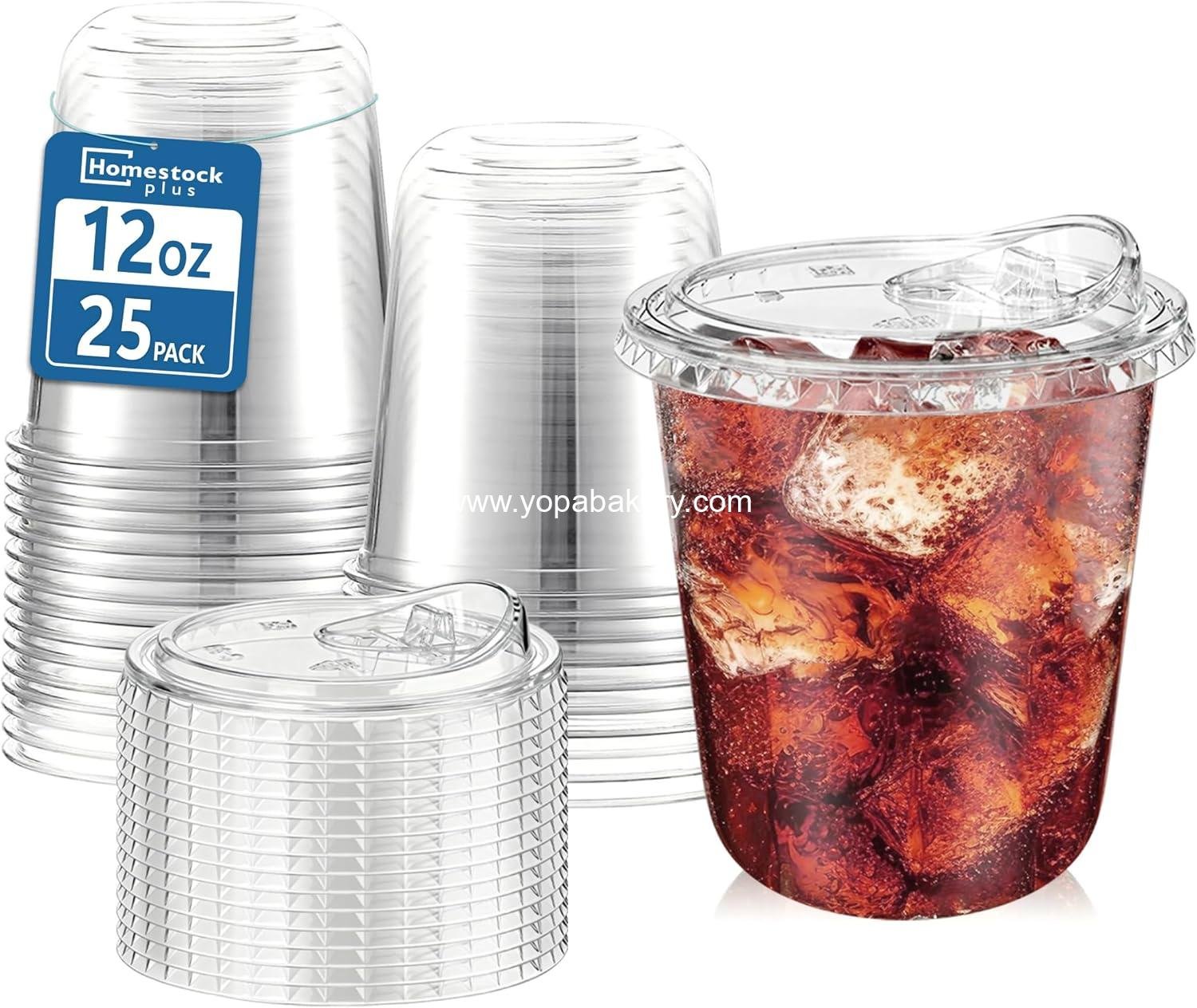 Wholesale 25-Pack 12oz BPA-Free Clear Plastic Cups with Strawless Sip Lids - Leakproof Disposable To-Go for Iced Coffee Smoothies Juice Kids Daily Use Gatherings Manufacturer