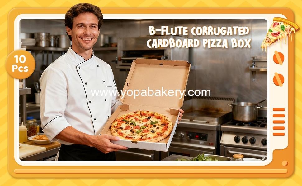 Wholesale 10 Pack 12x12 Inch B-Flute Corrugated White Grease Resistant Pizza Boxes Kraft Takeout Containers for Cakes Cookies Food Crafts Factory