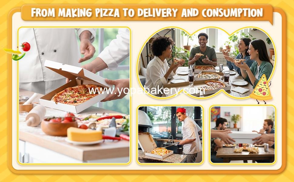 Wholesale 10 Pack 12x12 Inch B-Flute Corrugated White Grease Resistant Pizza Boxes Kraft Takeout Containers for Cakes Cookies Food Crafts Factory