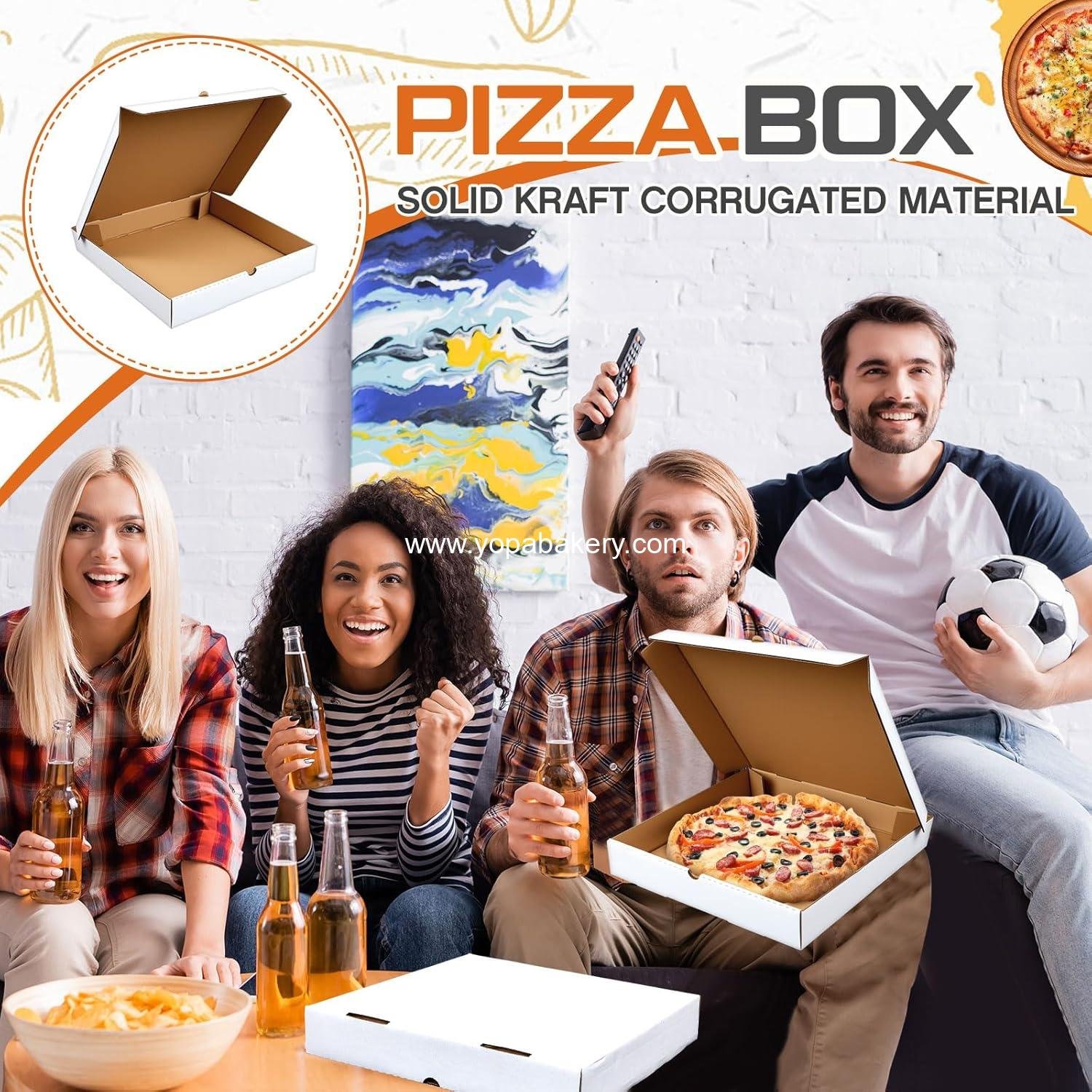 Wholesale 10 Pack 12x12 Inch B-Flute Corrugated White Grease Resistant Pizza Boxes Kraft Takeout Containers for Cakes Cookies Food Crafts Factory