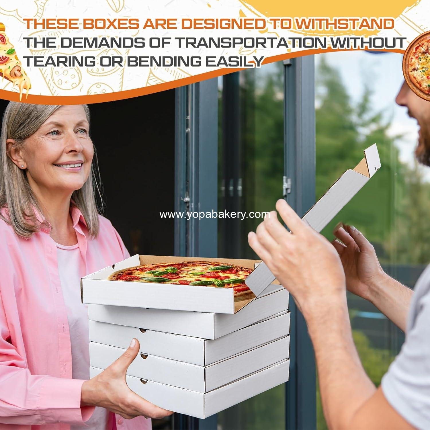 Wholesale 10 Pack 12x12 Inch B-Flute Corrugated White Grease Resistant Pizza Boxes Kraft Takeout Containers for Cakes Cookies Food Crafts Factory