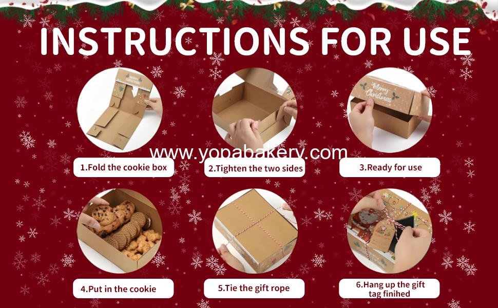 Wholesale 12pcs Christmas Cookie Boxes 6 Cutters Santa Tree Snowflake Candy Cane 8x5.5x2.36in Kraft Bakery Pastry Treat Boxes Gifts Parties Factory