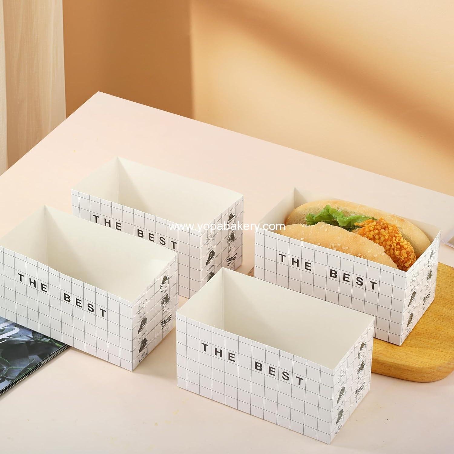 Wholesale 50 Pack Paper Takeout Boxes Sandwich Food Containers for Toast Donuts Burgers Factory