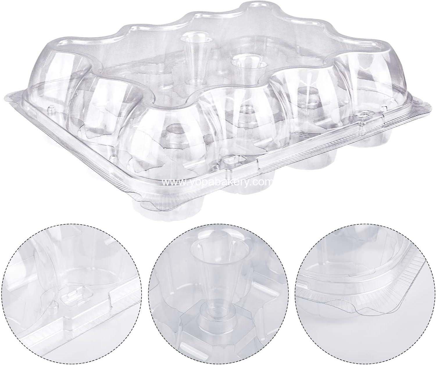 Wholesale 15 Sets 12-Count Clear Plastic Cupcake Containers Disposable Boxes Detachable Tall Lid Carriers Factory