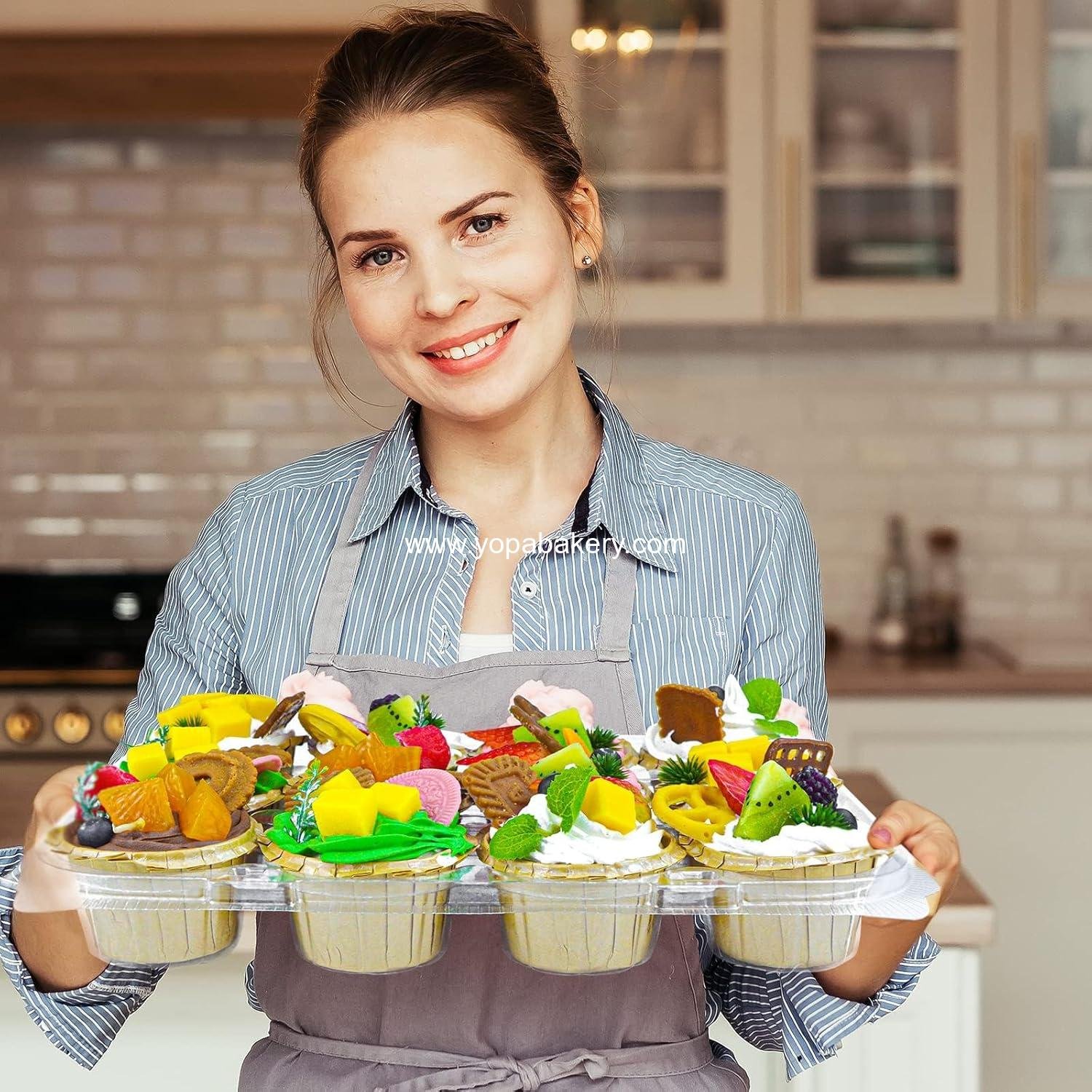 Wholesale 15 Sets 12-Count Clear Plastic Cupcake Containers Disposable Boxes Detachable Tall Lid Carriers Factory