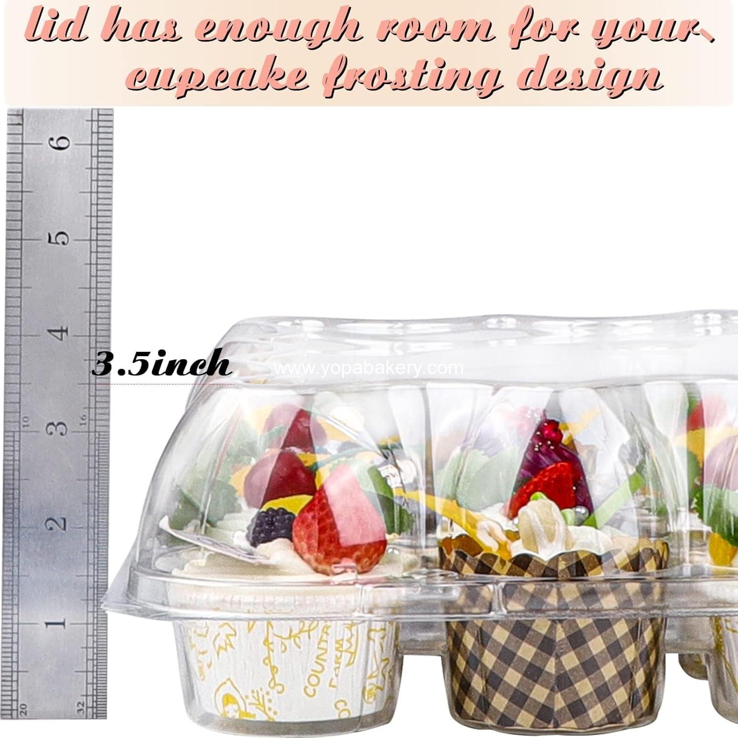 Wholesale 15 Sets 12-Count Clear Plastic Cupcake Containers Disposable Boxes Detachable Tall Lid Carriers Factory