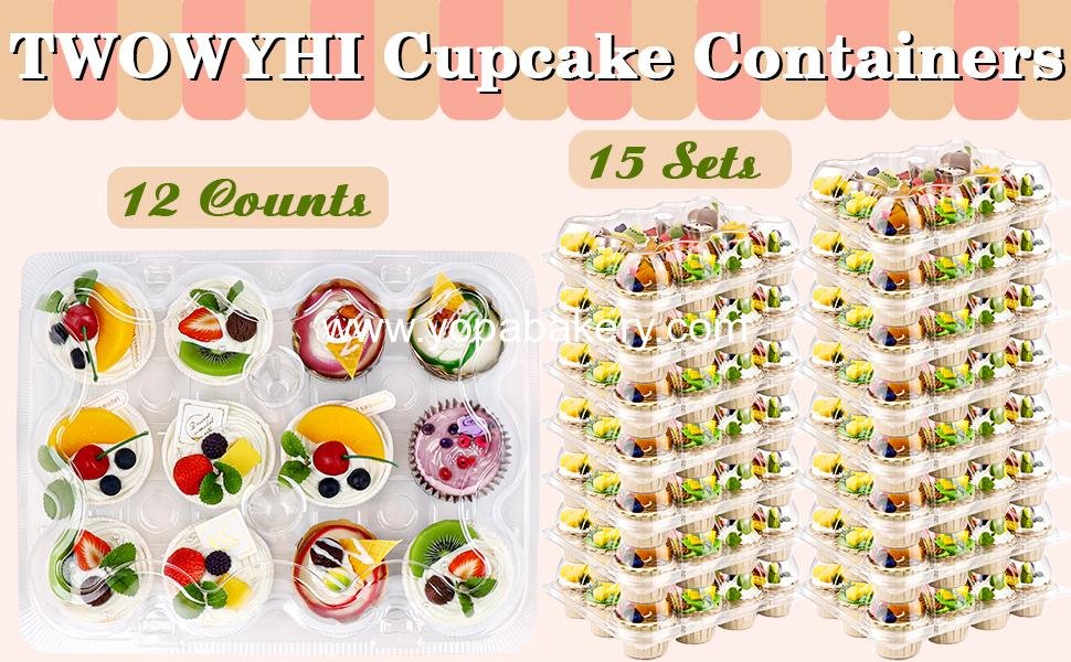 Wholesale 15 Sets 12-Count Clear Plastic Cupcake Containers Disposable Boxes Detachable Tall Lid Carriers Factory