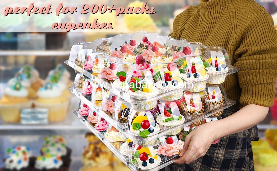 Wholesale 15 Sets 12-Count Clear Plastic Cupcake Containers Disposable Boxes Detachable Tall Lid Carriers Factory