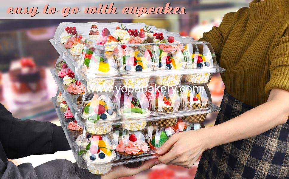 Wholesale 15 Sets 12-Count Clear Plastic Cupcake Containers Disposable Boxes Detachable Tall Lid Carriers Factory