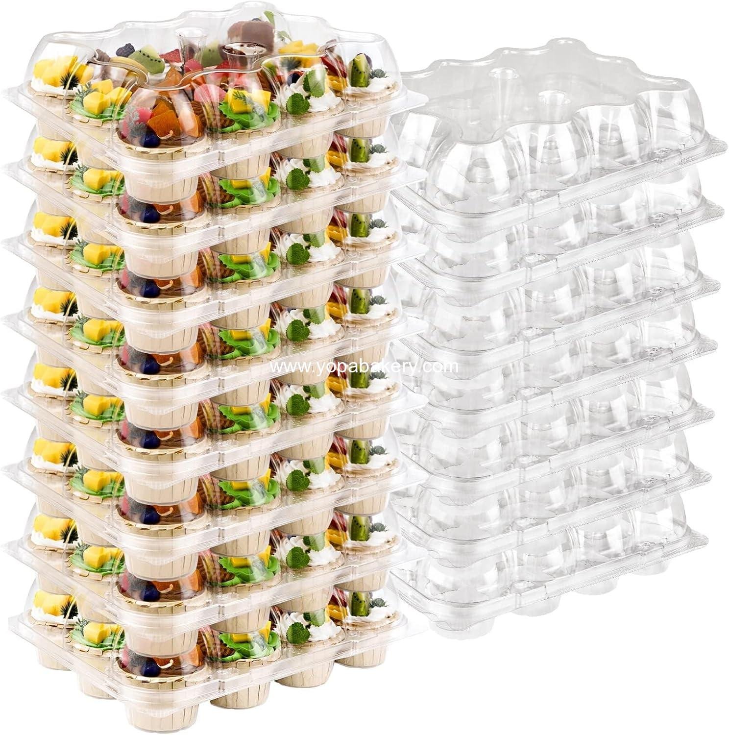 TWOWYHI 12 Counts x 15 Sets Cupcake Containers 12 Count Cupcake Boxes Plastic Cupcakes Carrier Holders for Clear Plastic Disposable Cupcakes Containers with Detachable Tall Lid