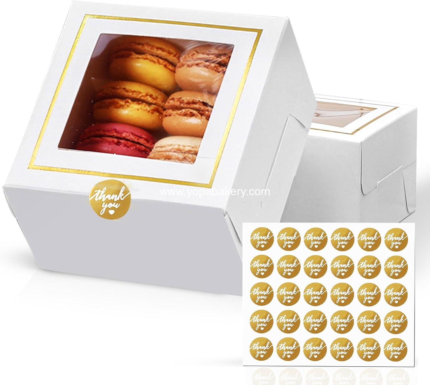Wholesale White Bakery Boxes with Window 4x4x2.5 Inches (30 Pack) Small Cake Cookie Macaron Dessert Pastry Donut Cupcake Mini Gold Gift Boxes supplier