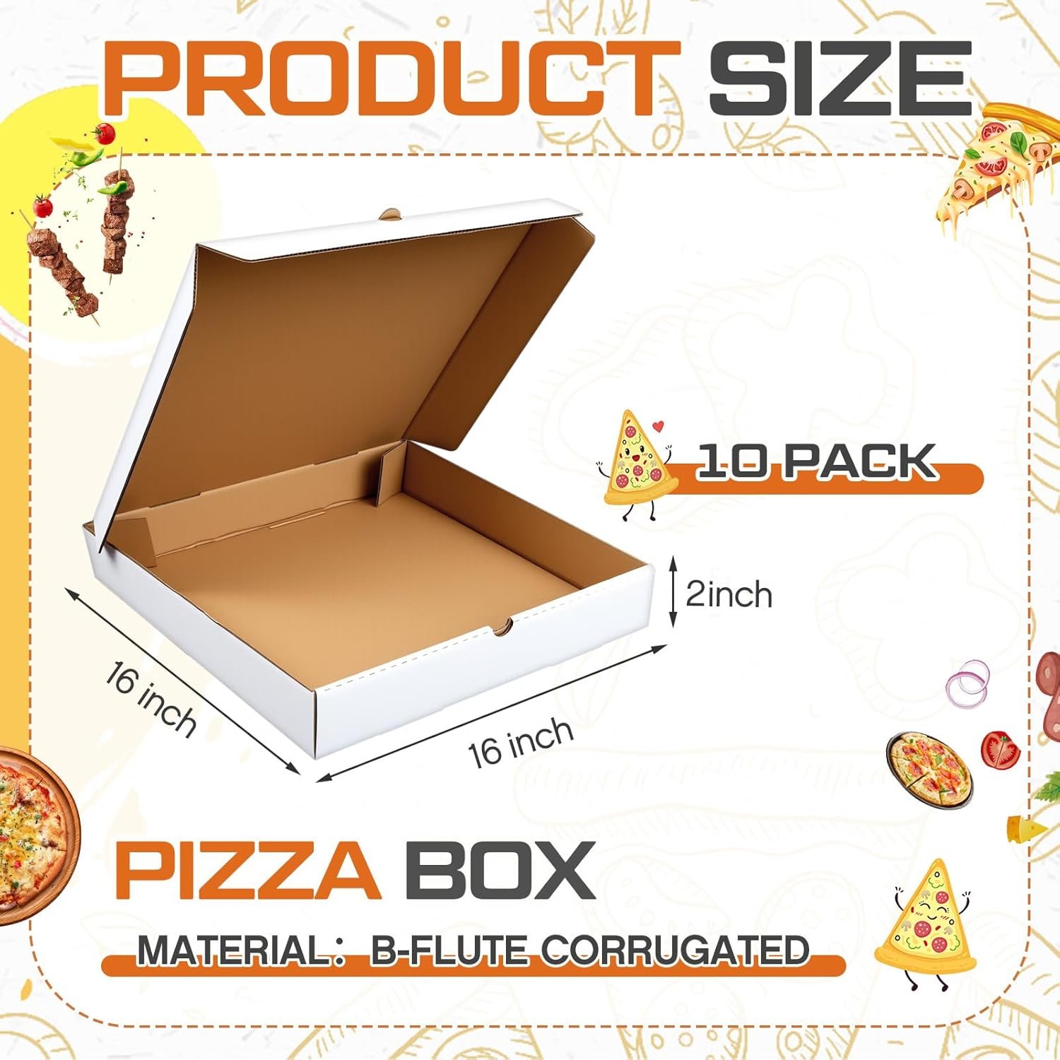 Wholesale 10 Pack 16x16 Inch Corrugated Grease-Resistant Kraft Pizza Boxes Takeout Containers for Cake Cookies Food Crafts Factory