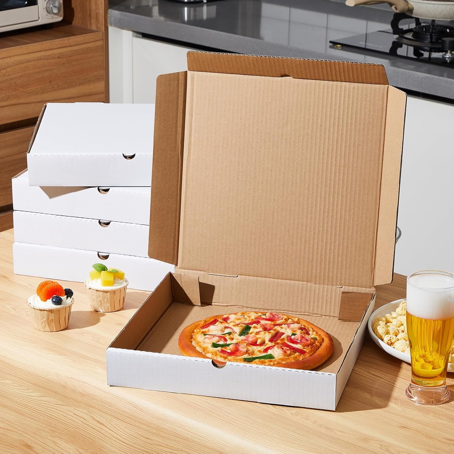 Wholesale 10 Pack 16x16 Inch Corrugated Grease-Resistant Kraft Pizza Boxes Takeout Containers for Cake Cookies Food Crafts Factory