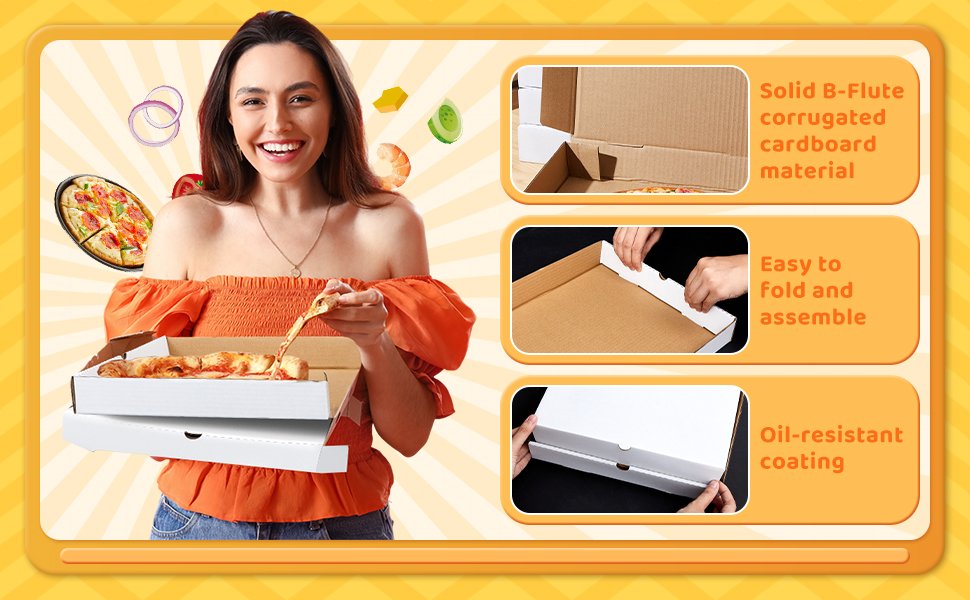 Wholesale 10 Pack 16x16 Inch Corrugated Grease-Resistant Kraft Pizza Boxes Takeout Containers for Cake Cookies Food Crafts Factory