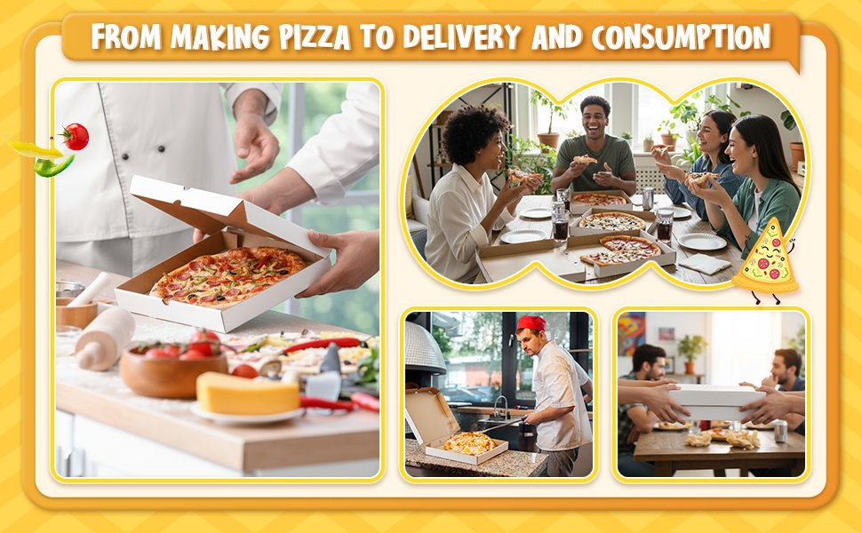 Wholesale 10 Pack 16x16 Inch Corrugated Grease-Resistant Kraft Pizza Boxes Takeout Containers for Cake Cookies Food Crafts Factory