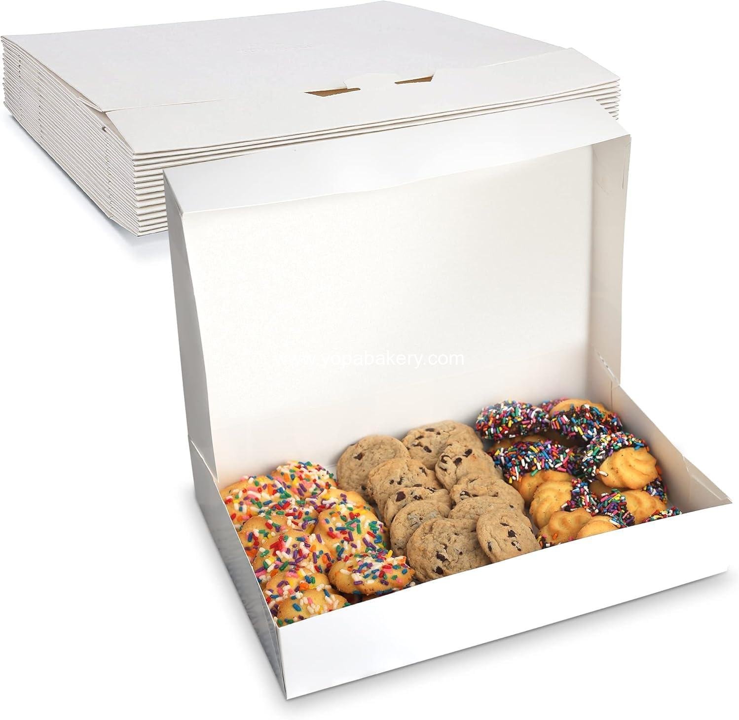 MT Products White Pastry Boxes 12" x 8" x 2.25" - Auto Pop-Up Bakery Boxes No-Window (Pack of 15) - Made in USA